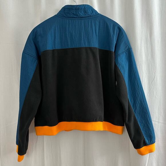 Nike Blue & Orange Colorblock Polar Fleece Cropped Sweatshirt Womens Size Large - Picture 6 of 8
